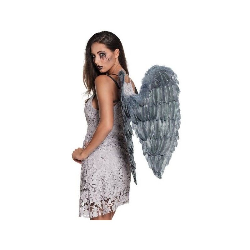 Alas grises de plumas 65x65 cm angel caido