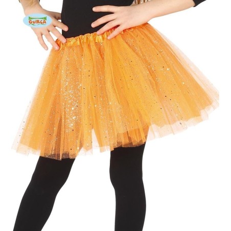 Tutu infantil naranja con brillantina para niña 30 cm 17320 8434077173206