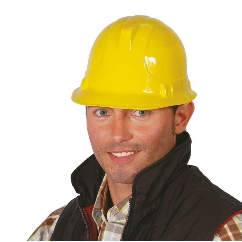 Casco obrero amarillo plastico obra albañil