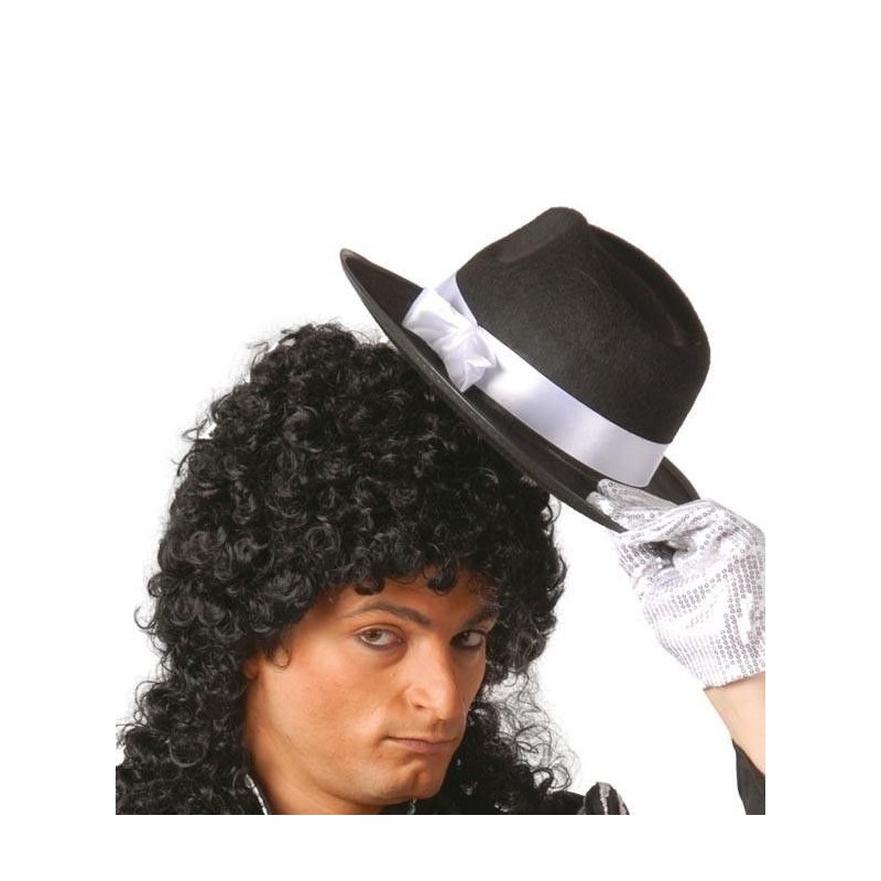 Sombrero rey del pop negro cinta blanca