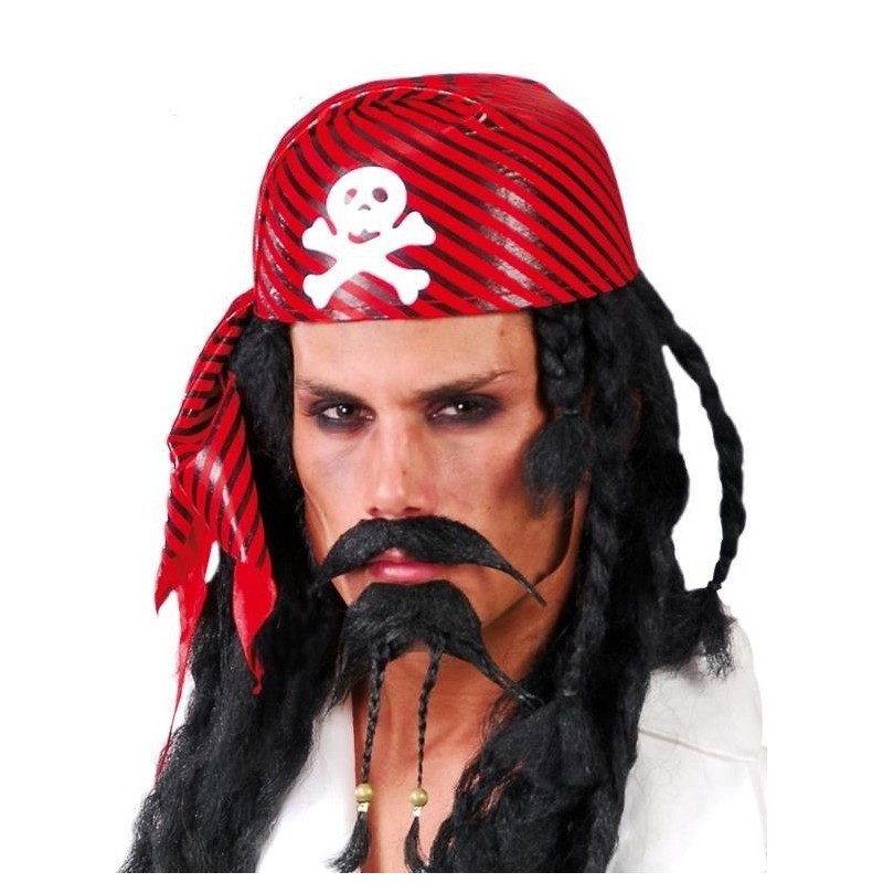 Gorro pirata rayas rojo negro pañuelo