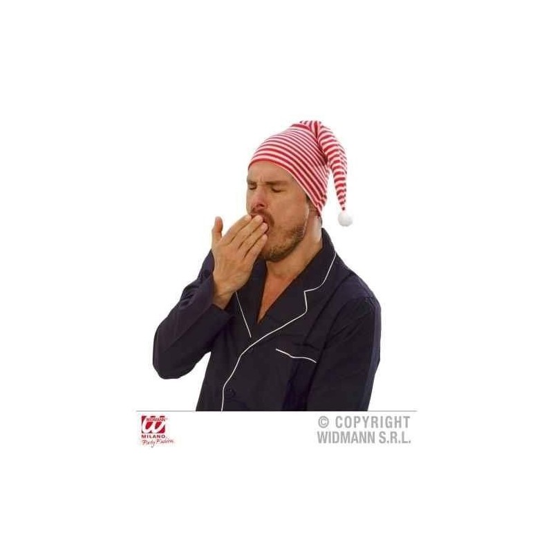 Gorro de noche blanco y rojo de noche