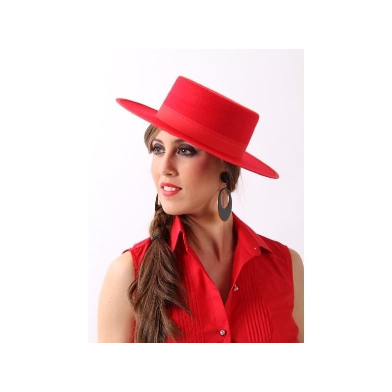 Sombrero cordobes fieltro rojo lujo