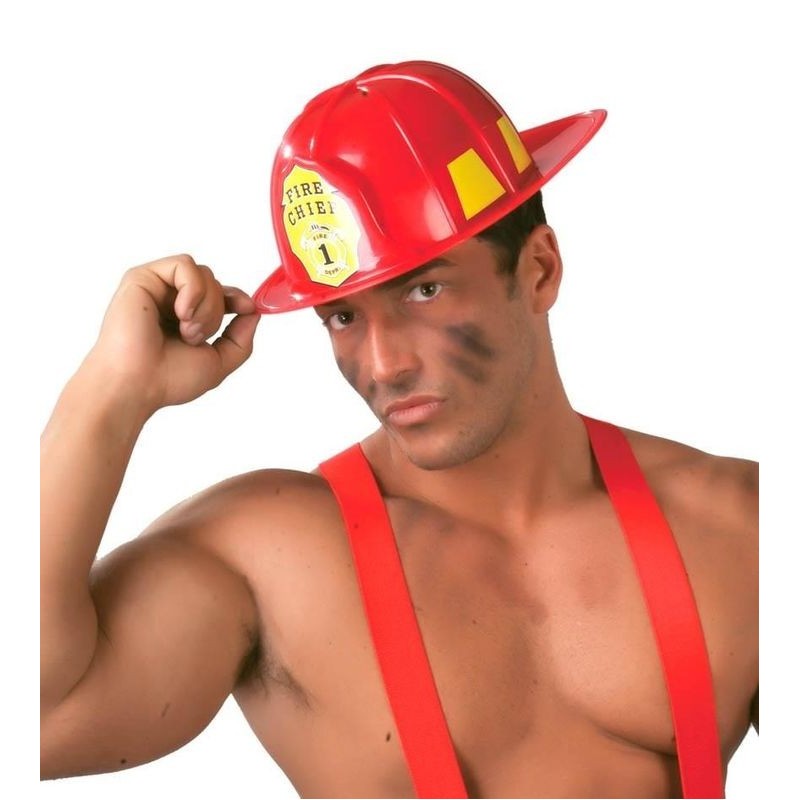 Casco bombero plastico duro sombrero rojo