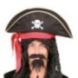 Gorro pirata sombrero negro con calvera y lazo rojo