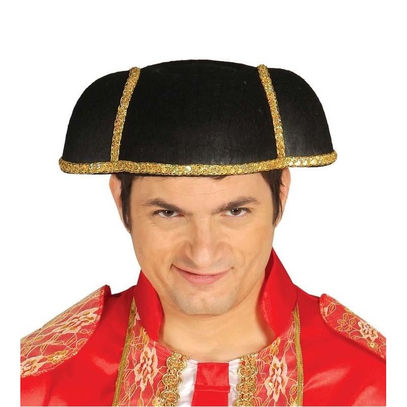 Montera torero adulto ribetes dorados sombrero