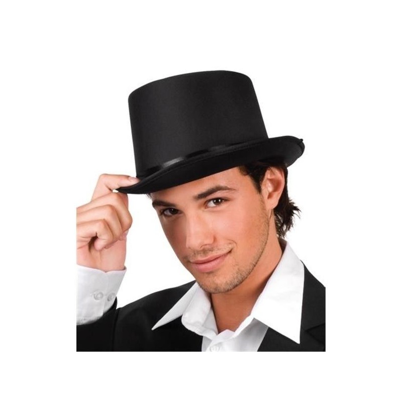 Sombrero chistera satin negra gala