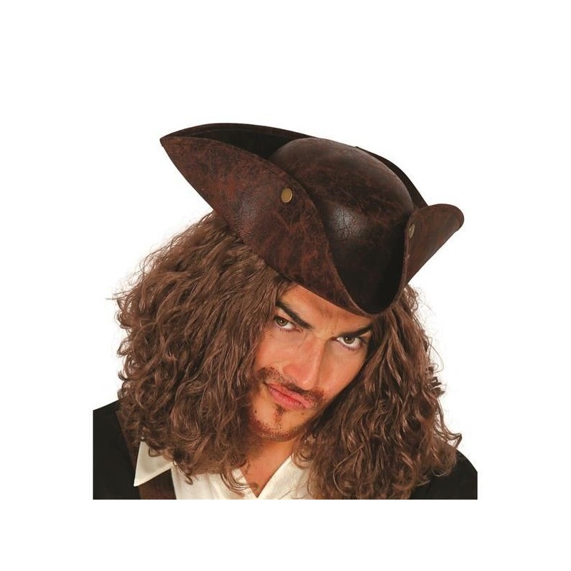 Sombrero corsario pirata 3 puntas simil piel