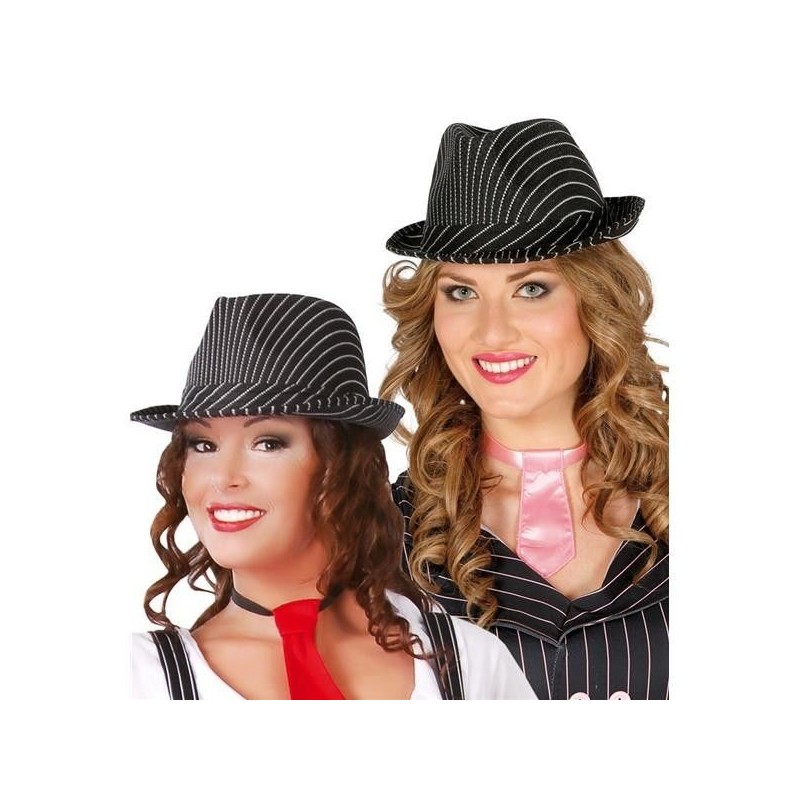 Sombrero ganster a rayas negro mascota