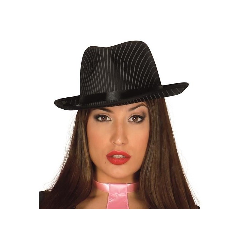Sombrero gangster rayas negro alta calidad
