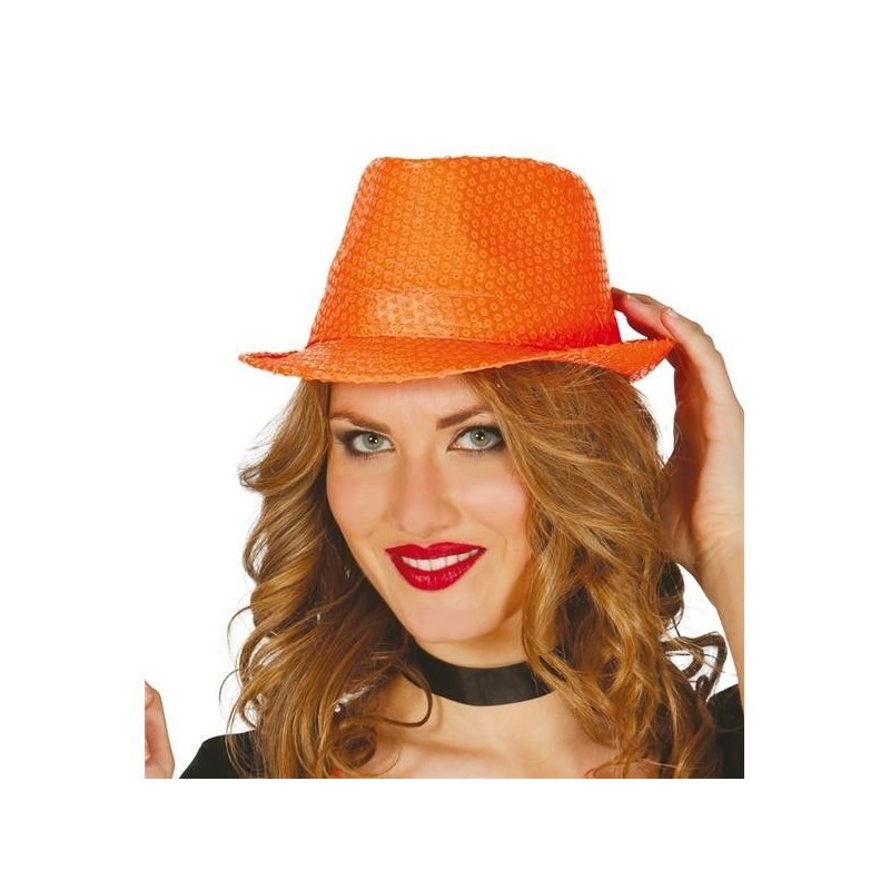 Sombrero lentejuelas naranja