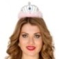 Tiara princesa plata plumas rosa diadema