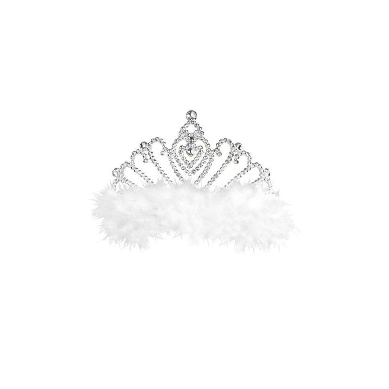 Tiara princesa con marabu blanco corona reina