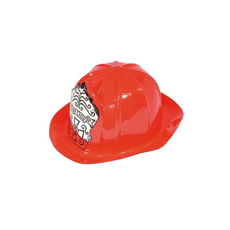 Casco bombero rojo plastico fino