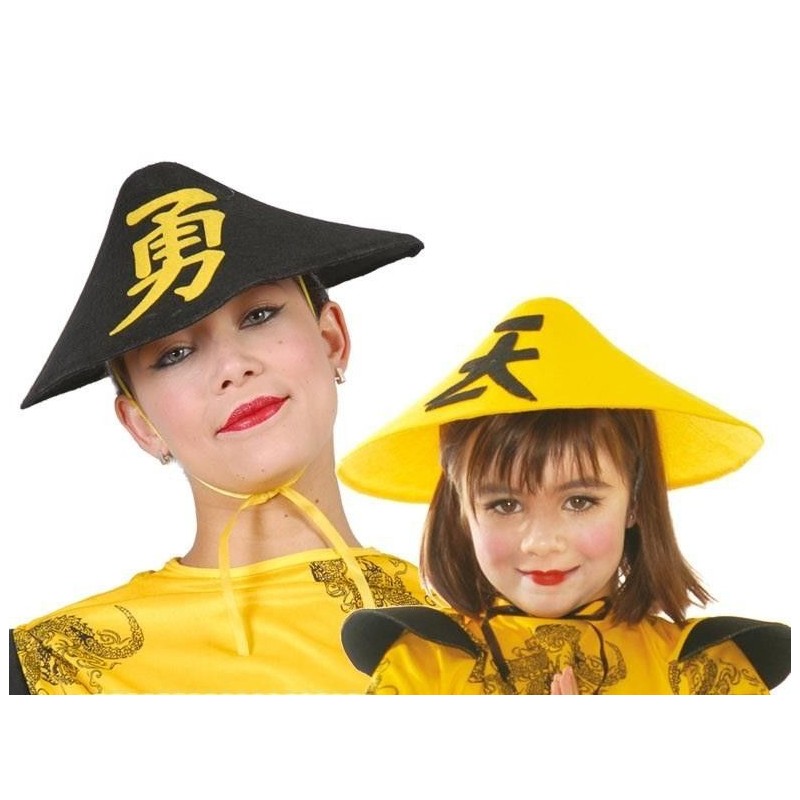 Sombrero chino amarillo o negro oriental
