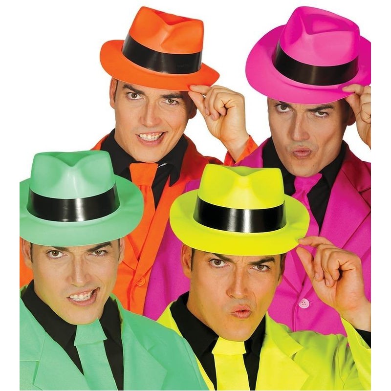 Sombrero gangster plastico colores surtidos