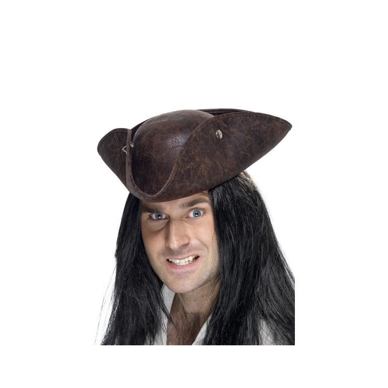 Tricornio pirata similar a cuero