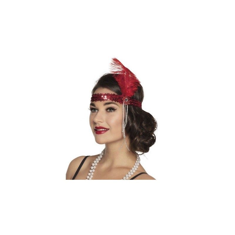 Cinta con pluma charleston roja