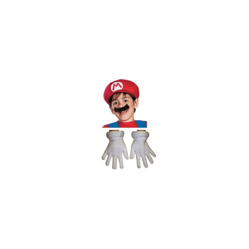 Guantes gorra y bigote Mario Bros niño infantil