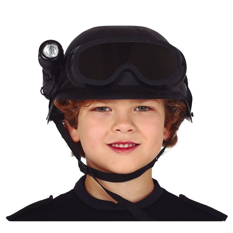Casco SWAT antidisturbios infantil con linterna