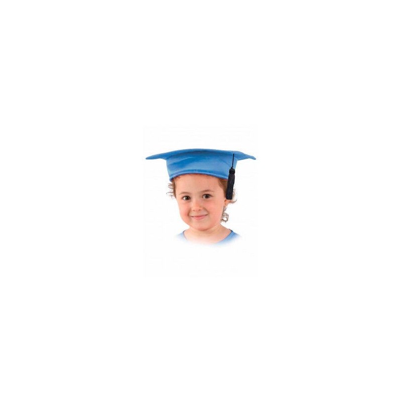 Birrete infantil azul de tela para niño