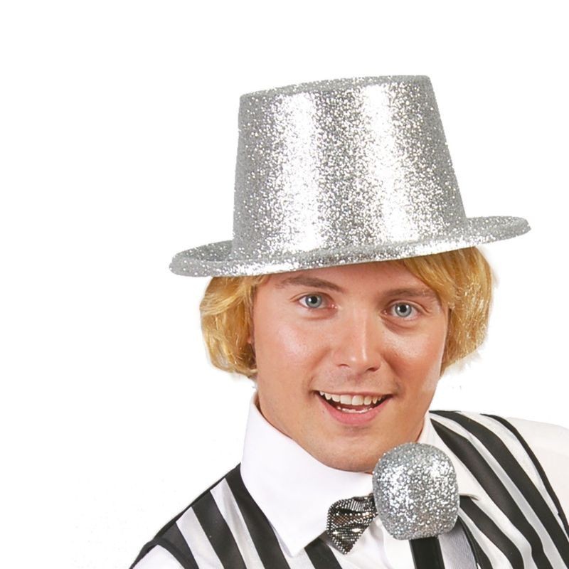 Sombrero chistera escarcha plata