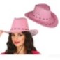 Sombrero vaquero rosa simil piel adulto