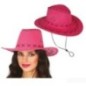Sombrero vaquero fucsia simil piel adulto
