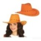 Sombrero vaquero naranja simil piel adulto