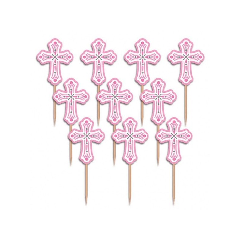 Pinchos rosas comunion 36 uds 63 cm