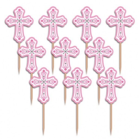 Pinchos rosas comunion 36 uds 63 cm