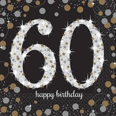 servilletas 60 cumpleanos oro y negro 16 uni 33x33 511547 8434077040591