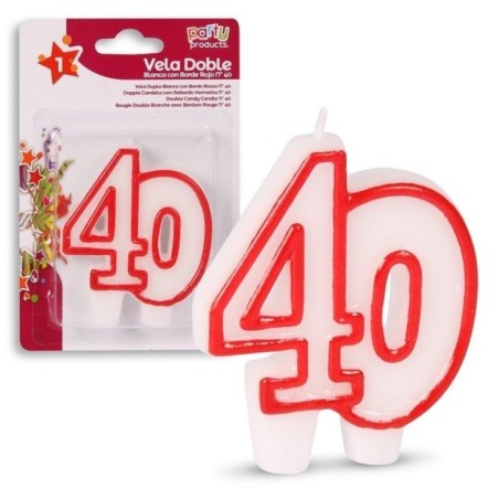 vela numero 40 blanca borde rojo doble 68621 883028295852