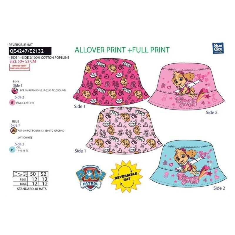 Sombrero patrulla canina reversible rosa