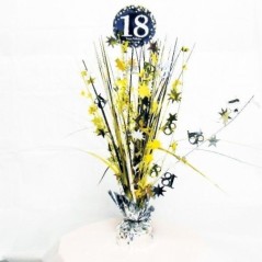 Centro de mesa 18 cumpleaños en oro y negro