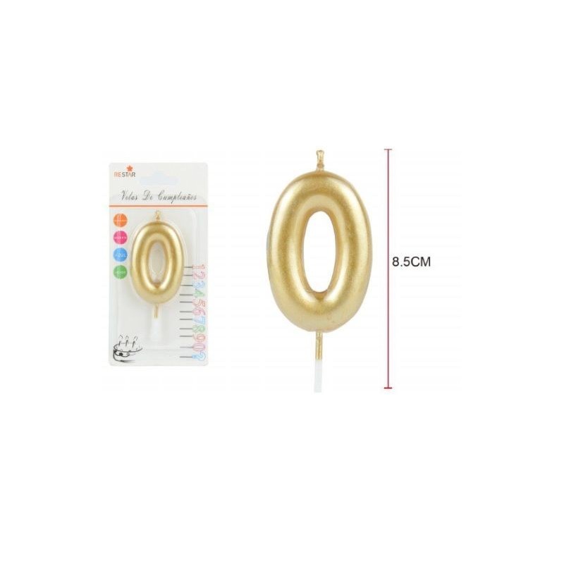 Vela dorada numeros en oro cumpleaños 8,5 cm