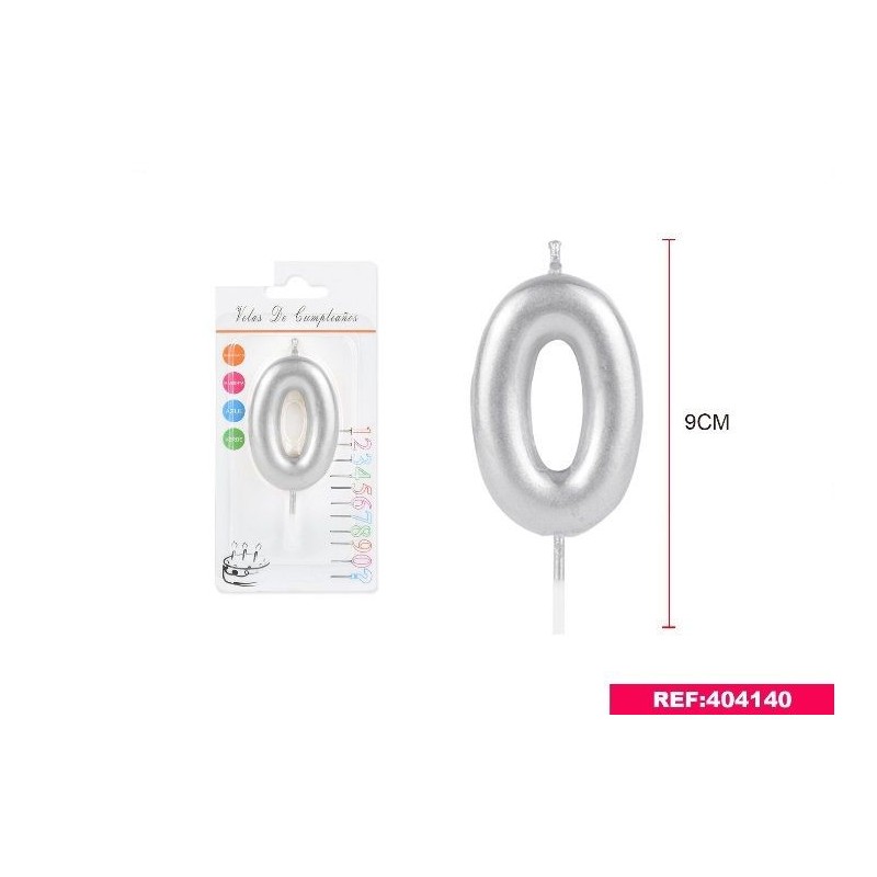 Vela cumpleaños en plata 9 cm