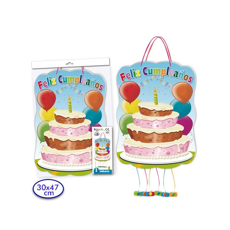 Piñata tarta cumpleaños 30x47 cm