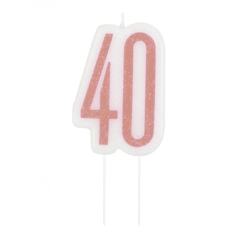 Vela rosa dorado purpurina 40 años