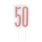 Vela rosa dorado purpurina 50 años