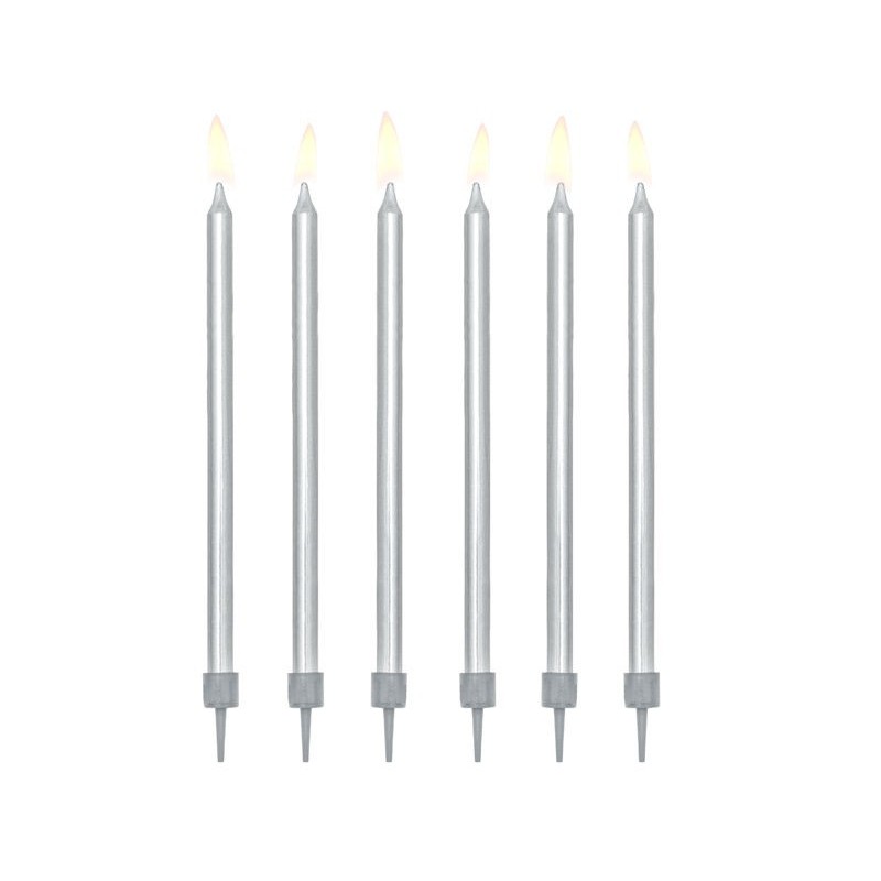 Velas cumpleaños plateadas largas 125 cm
