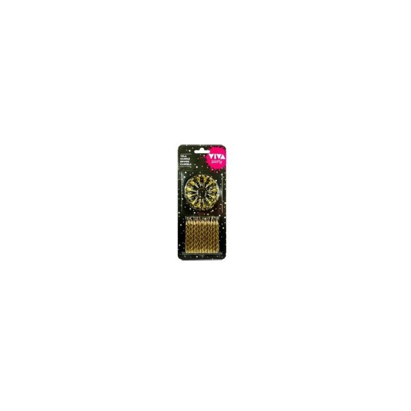 Velas oro con soporte 24 uds