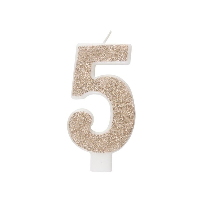 Vela numeros rosa dorado purpurina