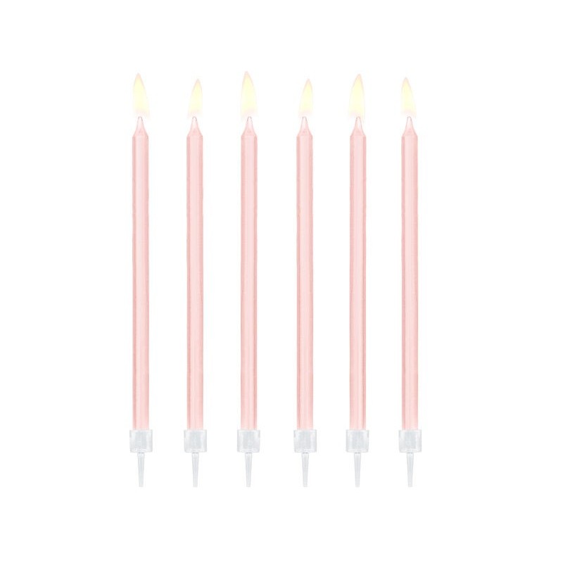 Velas cumpleaños rosas largas 12,5 cm