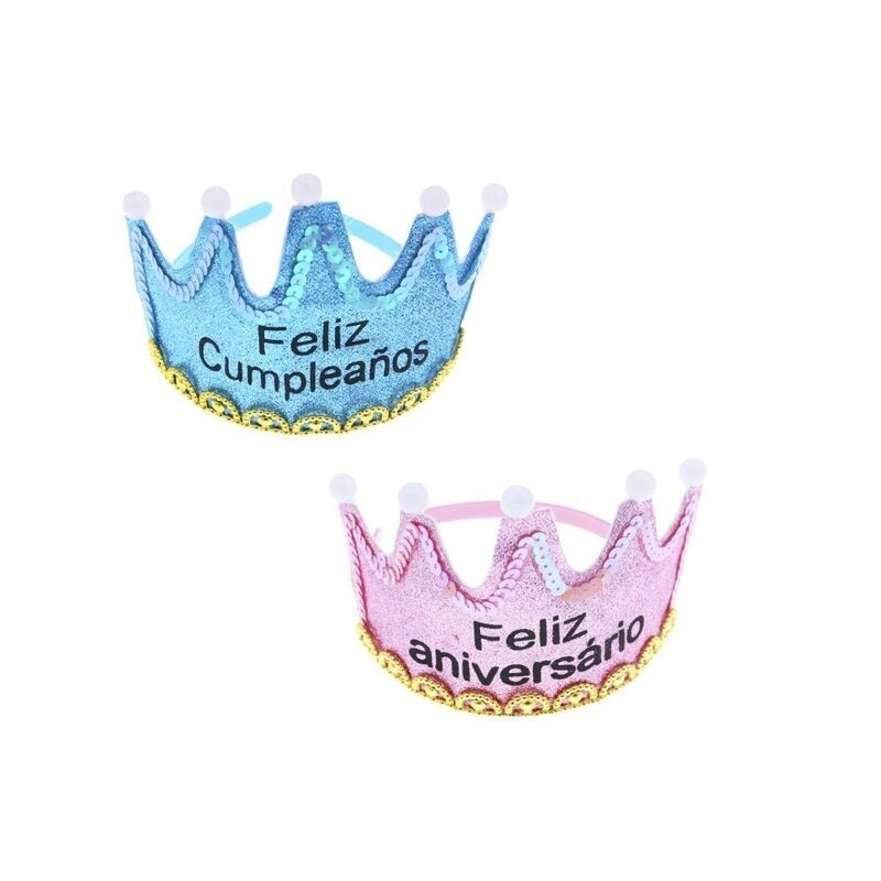 Corona feliz cumpleaños rosa o azul