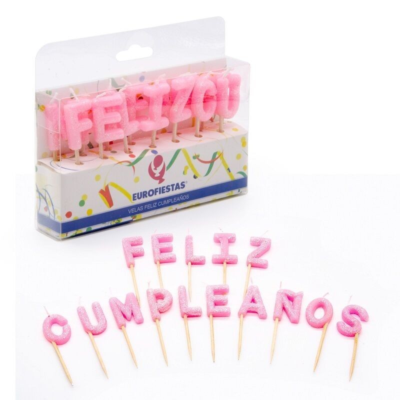 Velas Feliz cumpleaños rosa