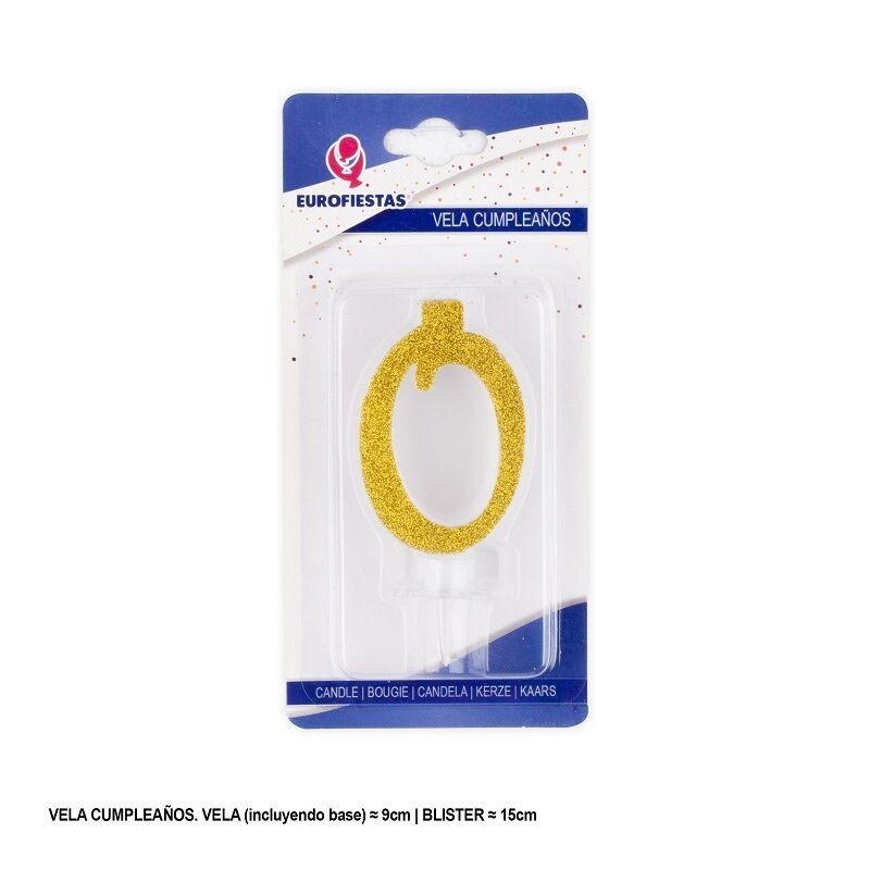 Vela numeros oro purpurina