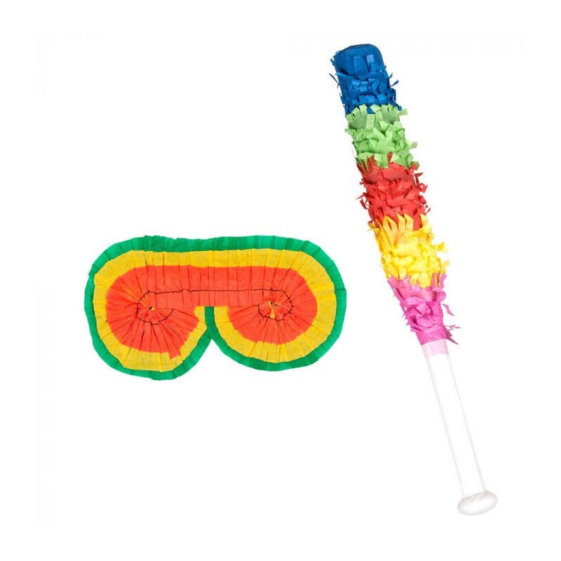 Palo y antifaz romper piñatas 43 cm