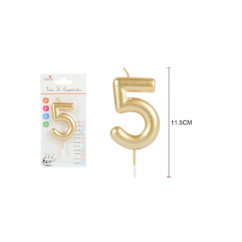 Vela cumpleaños oro numero 7 11,5 cm