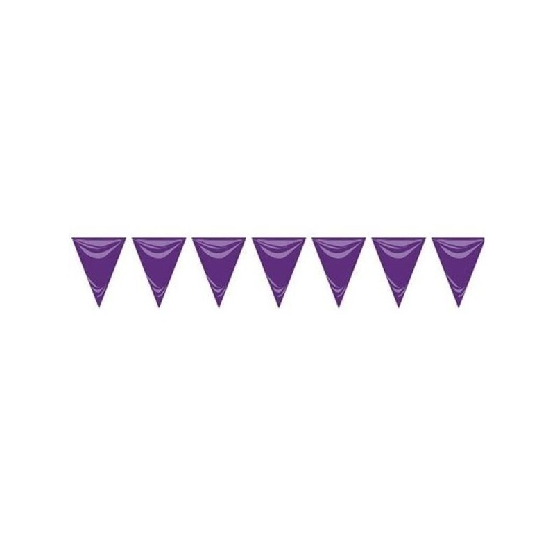Bandera triangular morada plastico 25 metros 20x30 cm